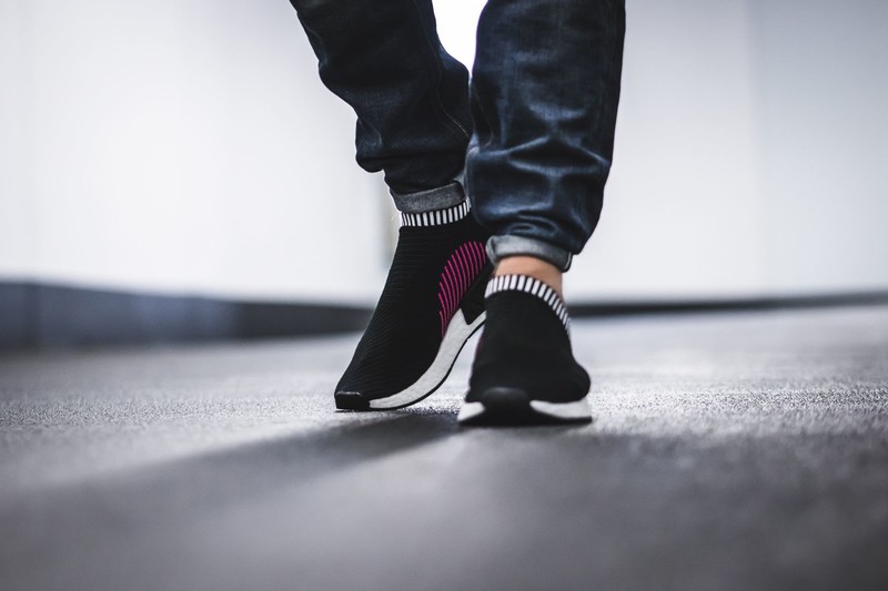 Nmd cs2 black outlet on feet